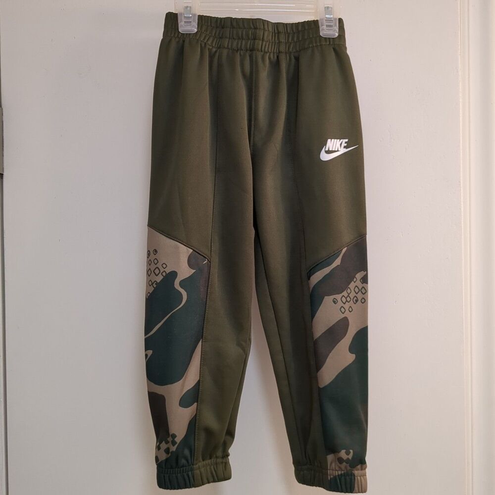 Nike Boys Jogger Pants Olive Green Camo Athletic Sweatpants - Boys Size 4T